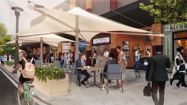 The design also features a sprawling plaza, to be surrounded by shops and restaurants.