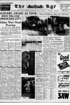 Front page of The Age on July 14, 1952.