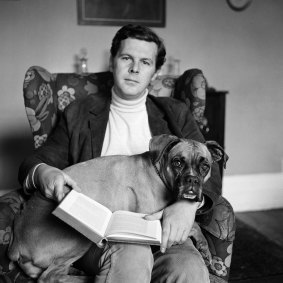 Mr James Cellan Jones, who directed seven episodes of The Forsyte Saga, photographed at home at Kew with his dog Betsy, 1968.