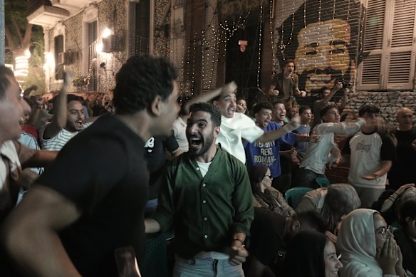 A Salah – sorry, Egypt – watch-party at a coffee shop in Cairo during the 1-1 group-stage draw with Belgium.