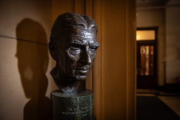 A bust of William Ifould keeps his memory alive in the Mitchell building’s foyer.