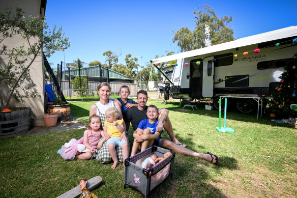 Eliza and Ash Watson with their children, Bobby, 8, Sid, 6, Meg, 3, and Sadie, 2. 