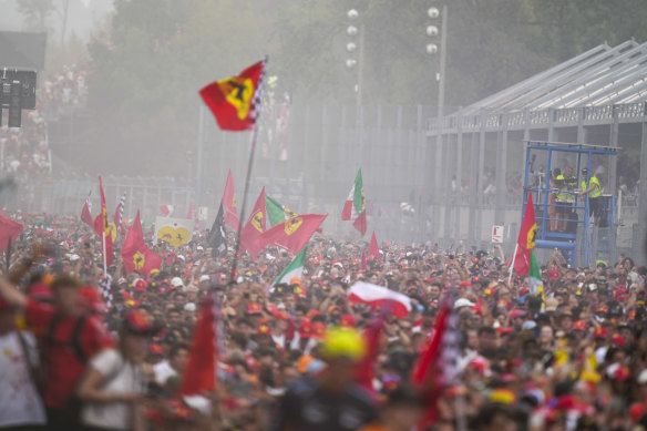 Ferrari’s fans after Charles Leclerc claimed victory at Monza.