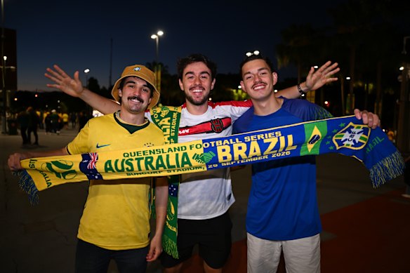 Fans arrives ahead of the second friendly between Brazil and Australia at Suncorp Stadium in Brisbane. 