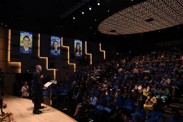 NSW Premier Dominic Perrottet addressed Liberal Party faithful at the launch on Sunday.