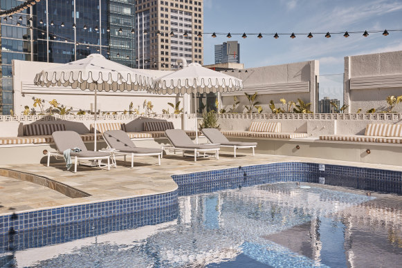 The Palm Springs-style rooftop pool.