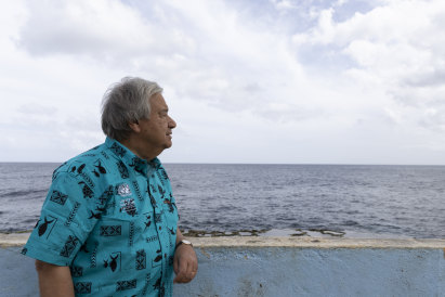 UN Secretary-General António Guterres, pictured in Tonga, has issued a global SOS for oceans.