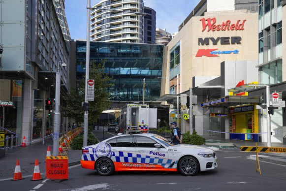 A police cordon near the crime scene at Bondi Junction on Monday.