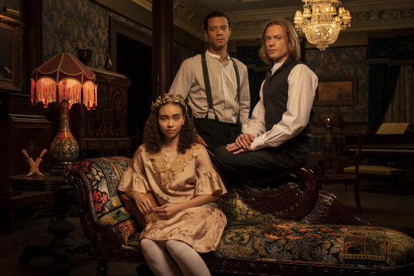 Happy family: Bailey Bass as Claudia, Jacob Anderson as Louis De Point Du Lac and Sam Reid as Lestat De Lioncourt.