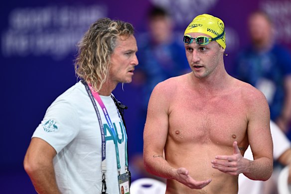 Dean Boxall (left) and Elijah Winnington at the Commonwealth Games in July.