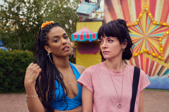 Freema Agyeman and Lily Allen as sisters Trish and Mel in Dreamland.