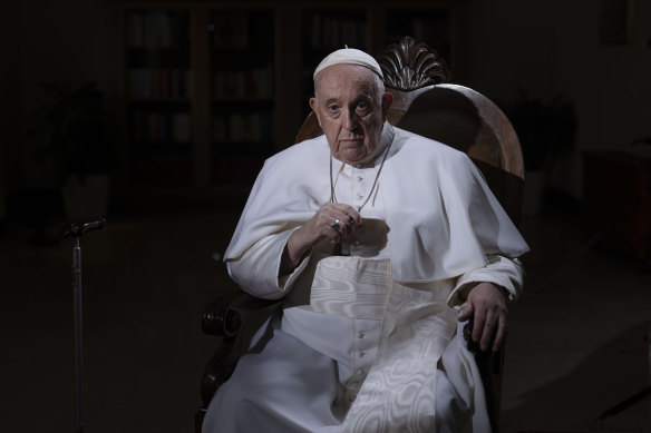 Pope Francis pauses during an interview with The Associated Press at The Vatican,.