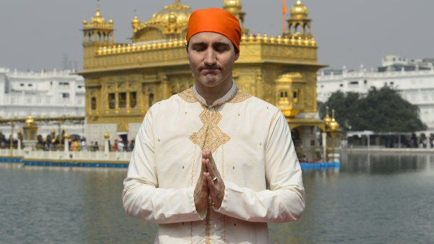 Justin Trudeau at the Golden Temple in Amritsar, India.