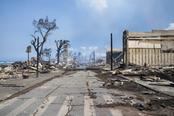 One of Maui’s tourist hubs looked like a wasteland, with homes and entire blocks reduced to ashes.