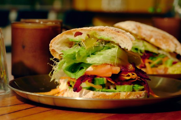 A towering Suntop Plaza sandwich.
