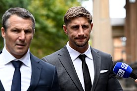 Zac Lomax leaves the Supreme Court on Monday.