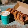 Old Wheels Grind serves coffee and doughnuts from the back of a ute.