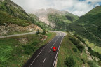 Mountain road in Switzerland in summer. 