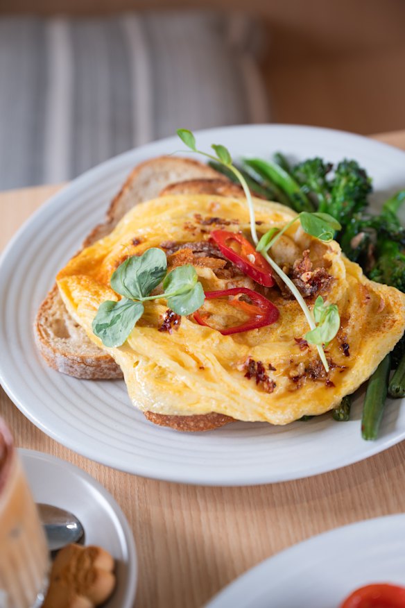 Crab meat chilli scramble.