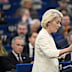 Mark Carney watches as Ursula von der Leyen gives her speech in Strasbourg.