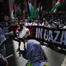 A pro-Palestine protest in Sydney in February. Labor organisers are expecting several thousand to demonstrate at the party’s state conference.