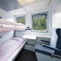 Inside one of the shared couchette compartments