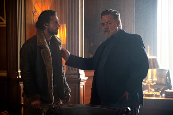 Aaron Taylor-Johnson and Russell Crowe play father and son in Kraven the Hunter. 