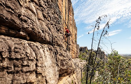 Rock climbers at the Wall of Fools in the Summerday Valley in the Grampians National Park.