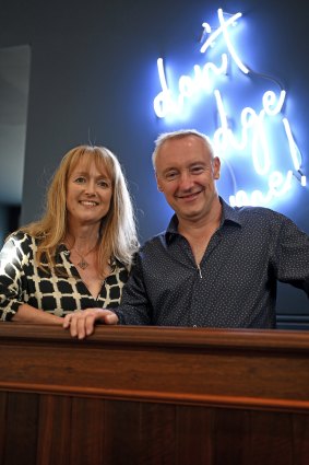 Old Courthouse owners Karl and Janine Bullers in the original defendants dock from 1899.