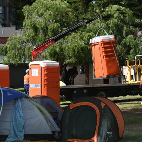 Toilets have been removed from ‘tent city’ in Fremantle. 