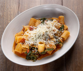 Rigatoni with pancetta.