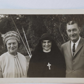 Sister Margaret Fitzgerald with her family in 1965, wearing original Sisters of Charity full habit.