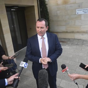 Premier Mark McGowan arrives at Parliament for the first day of the new term of government.