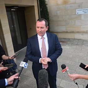 Premier Mark McGowan arrives at Parliament for the first day of the new term of government.