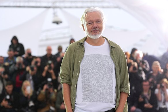 Julian Assange wore a shirt bearing the names of Palestinian children killed in Gaza at the Cannes Film Festival this year.