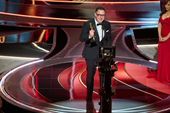 Winning moment: Greig Fraser accepting his Oscar.
