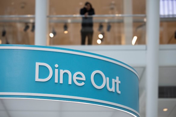 Uber’s product booth showcasing the Dine Out feature set to roll out in Sydney in June.