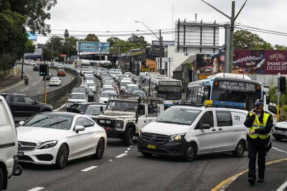The 500X service could be rerouted through the Iron Cove Link after buses were caught up in the traffic jam on Victoria Road.