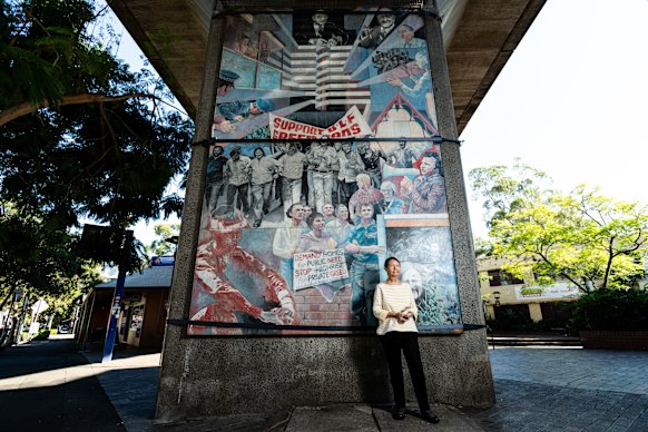 Judy Mundey says the murals are a reminder of the history of the area. 