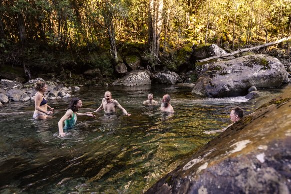 Take an icy plunge in North West Bay River.