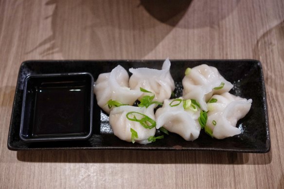 Steamed prawn dumplings at Yo Sushi.