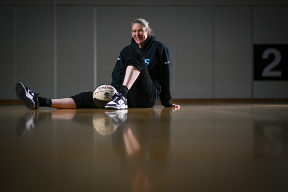 Lauren Jackson before training at the State Basketball Centre in Melbourne.