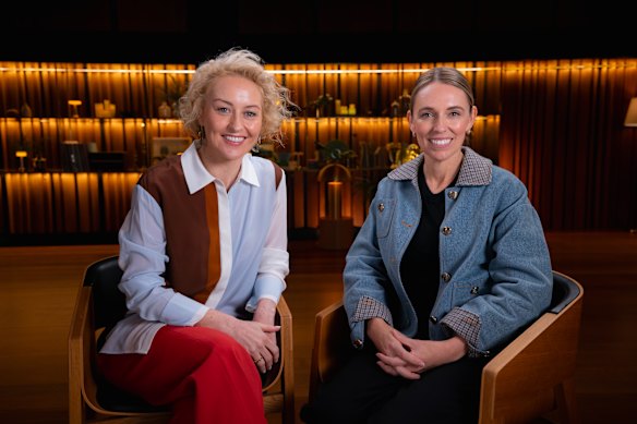 Former New Zealand prime minister Jacinda Ardern (right) appears as a guest on  Take 5 with Zan Rowe.
