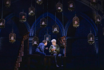 Left to right, Sean Rees-Wemyss as Albus Potter and Nyx Calder as Scorpius Malfoy in the Melbourne production of ‘Harry Potter and the Cursed Child’. 