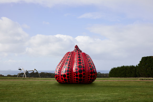 “Pumpkin” by Yayoi Kusama can now be seen at Pt. Leo Estate Sculpture Park.