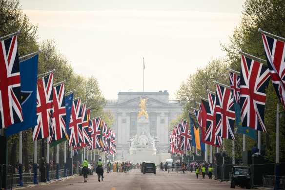 The Mall outside Buckingham Palace in London.