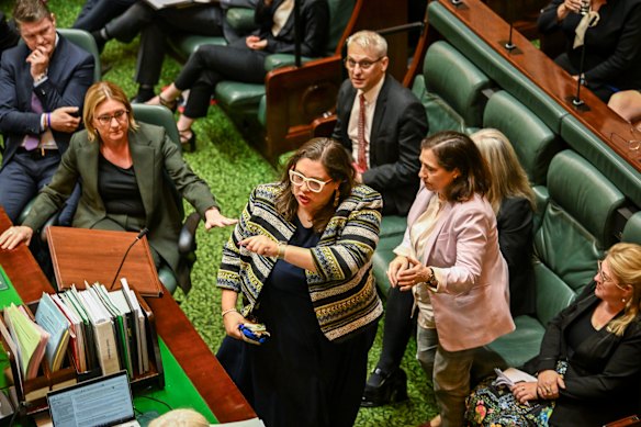 Watts shoots back at the opposition during the vote. 