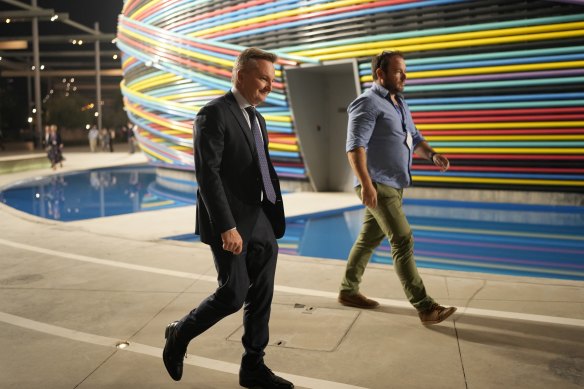 Climate Change and Energy Minister Chris Bowen (left) at the COP28 summit in Dubai.