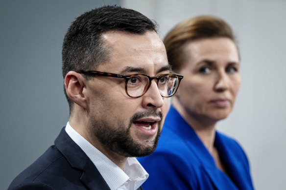 Greenland PM Mute B Egede (left) and Danish Prime Minister Mette Frederiksen in Copenhagen.