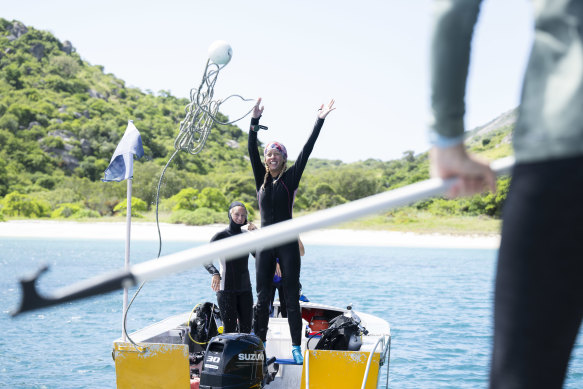 Letizia Pessina between dives during her research at Lizard Island.